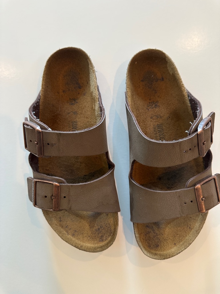 Birkenstocks Kids Brown Two-Strap Slide Sandals Size 34